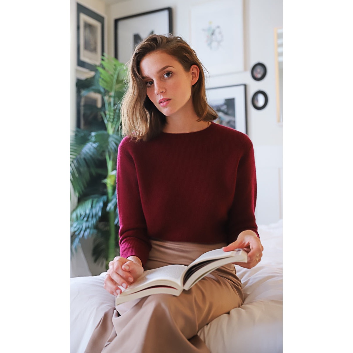 Ravella Burgundy Red Royal Cashmere Collection Crew Neck Sweater Size Xl